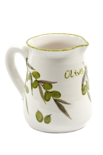 Glineni lončić, oslikani, motiv maslina